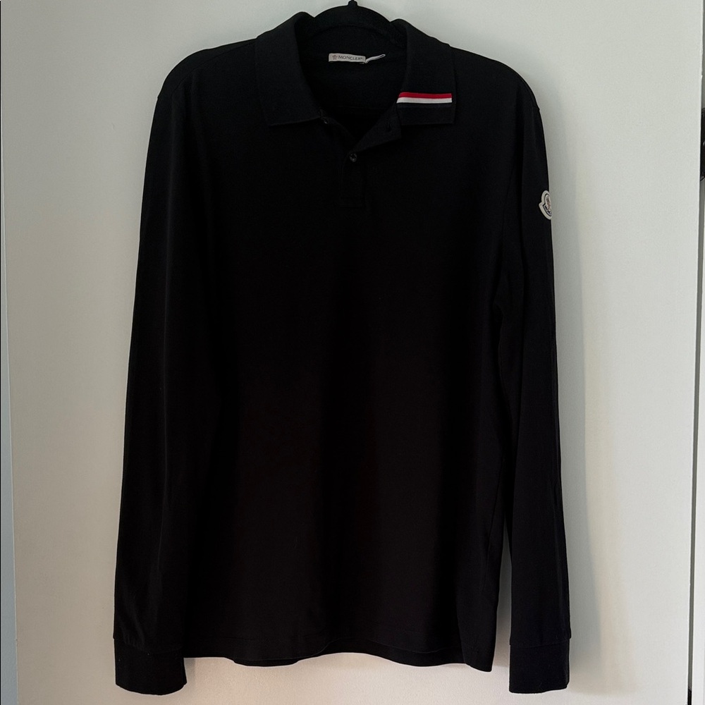 Moncler Black Long Sleeve Polo Shirt